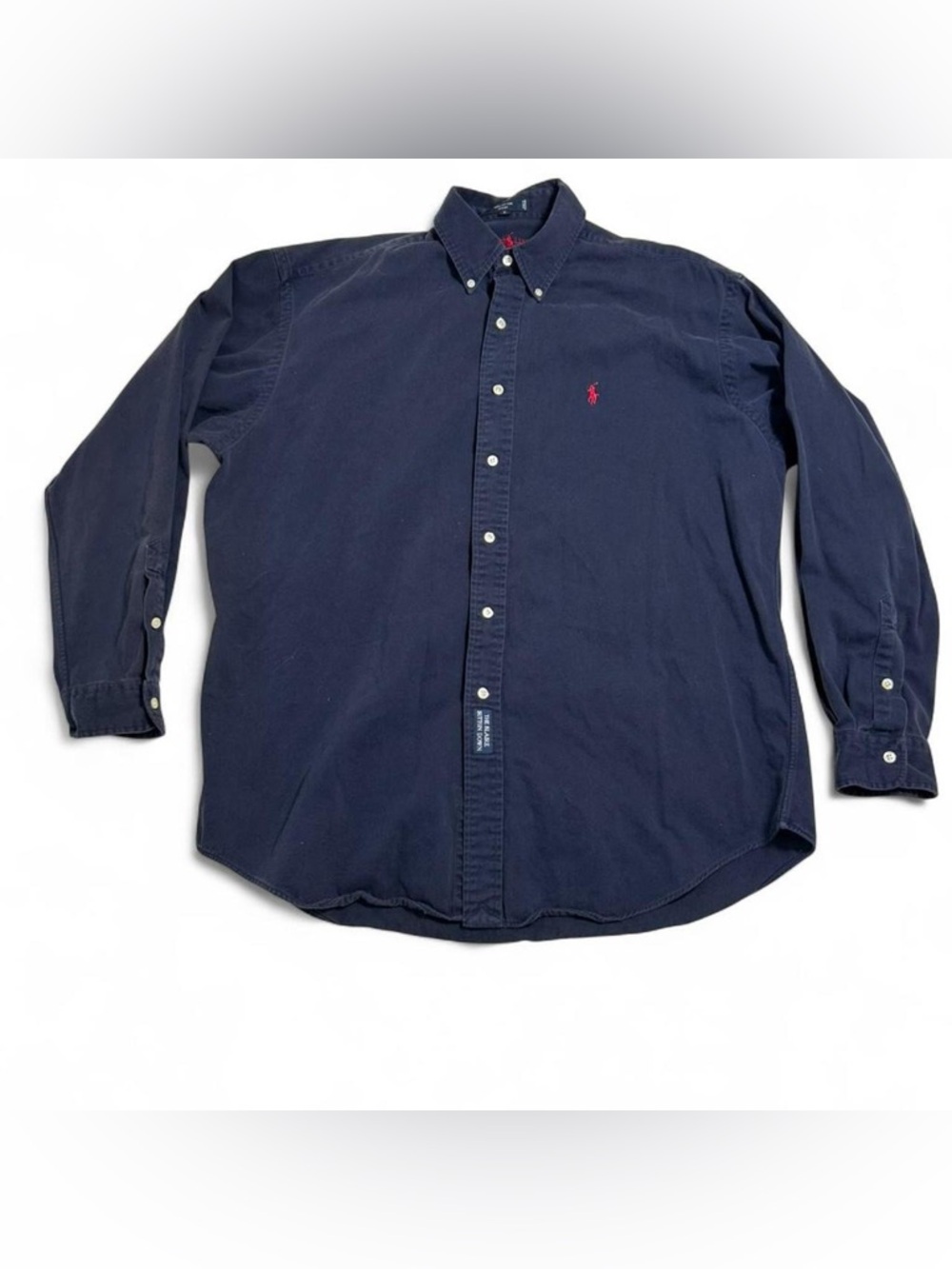 Vintage Ralph Lauren Blaire Button Down Navy Shirt Red Pony L Y2K